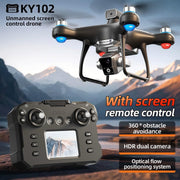 KY102 Drone with HD Dual Camera Screen Controller Stand for Beginners
