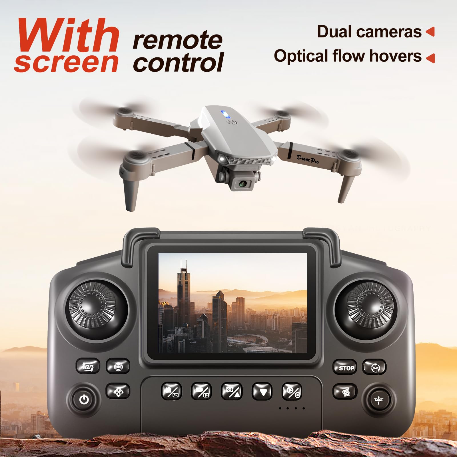 Sparrow88 Foldable Mini Drone | Screen Controller, Waypoint Flight, 360° Flip for Beginners