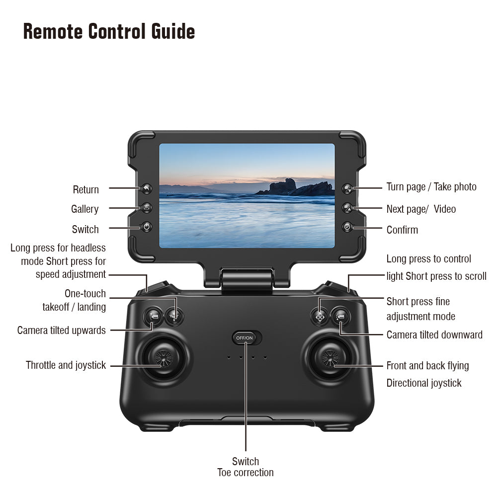 Goldfinch Smart Drone | with Screen Remote Control, Obstacle Avoidance, 2 batteries.