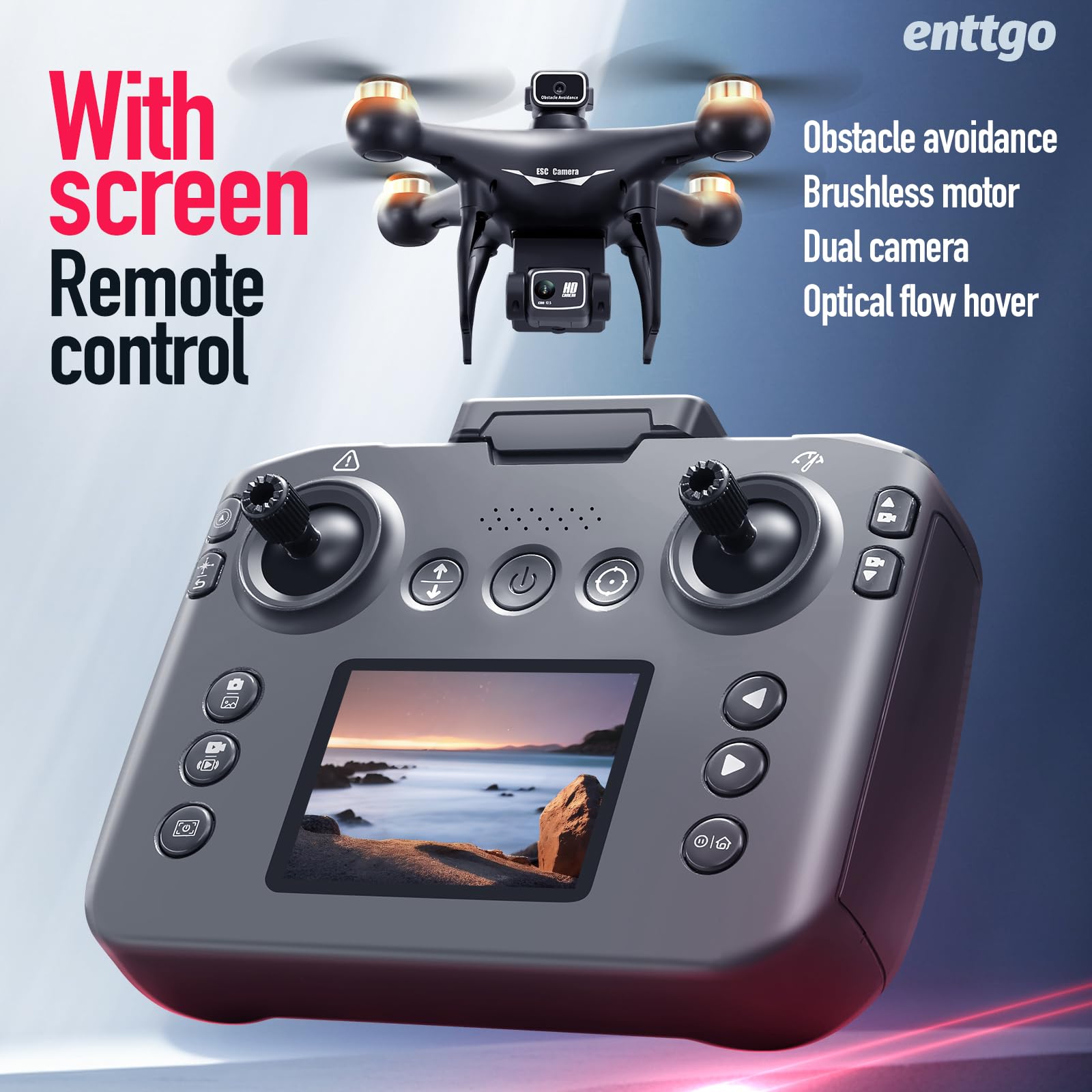 Spirit202 GPS Drone | Screen Remote, Brushless Motor, One Key Take Off & Landing