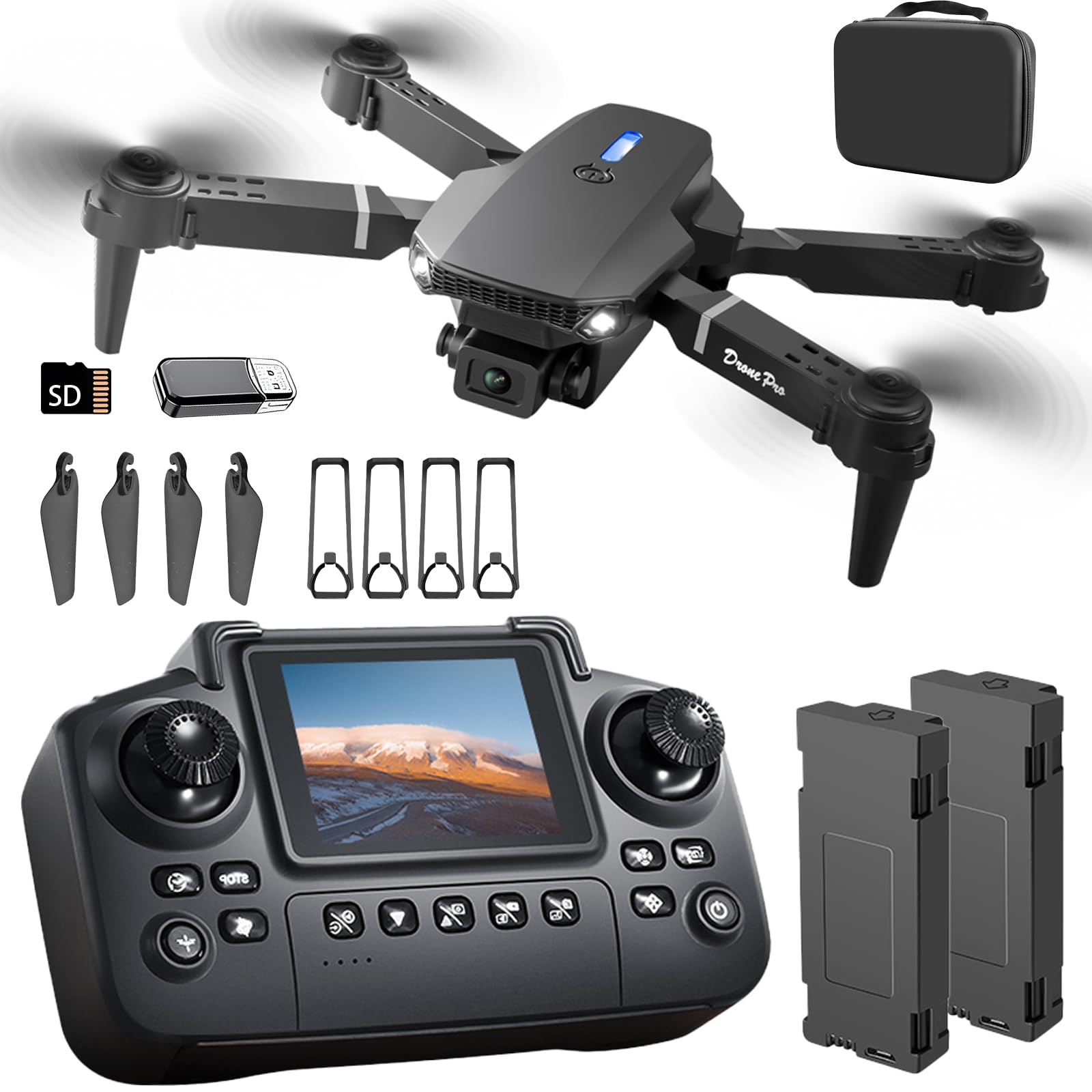 Sparrow88 Foldable Mini Drone | Screen Controller, Waypoint Flight, 360° Flip for Beginners