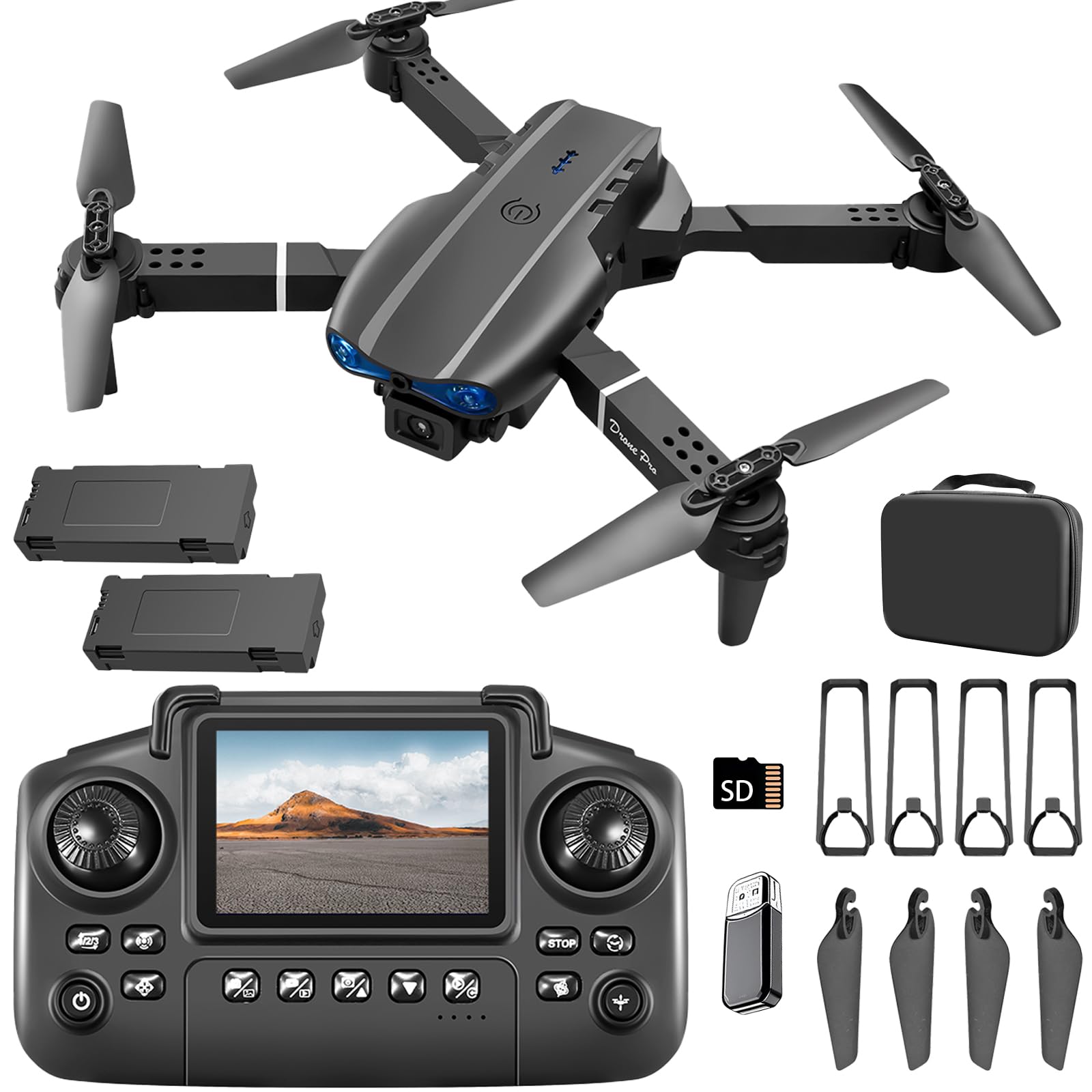 Sparrow99 Foldable Mini Drone | Screen Controller, Waypoint Flight, 360° Flip for Beginners