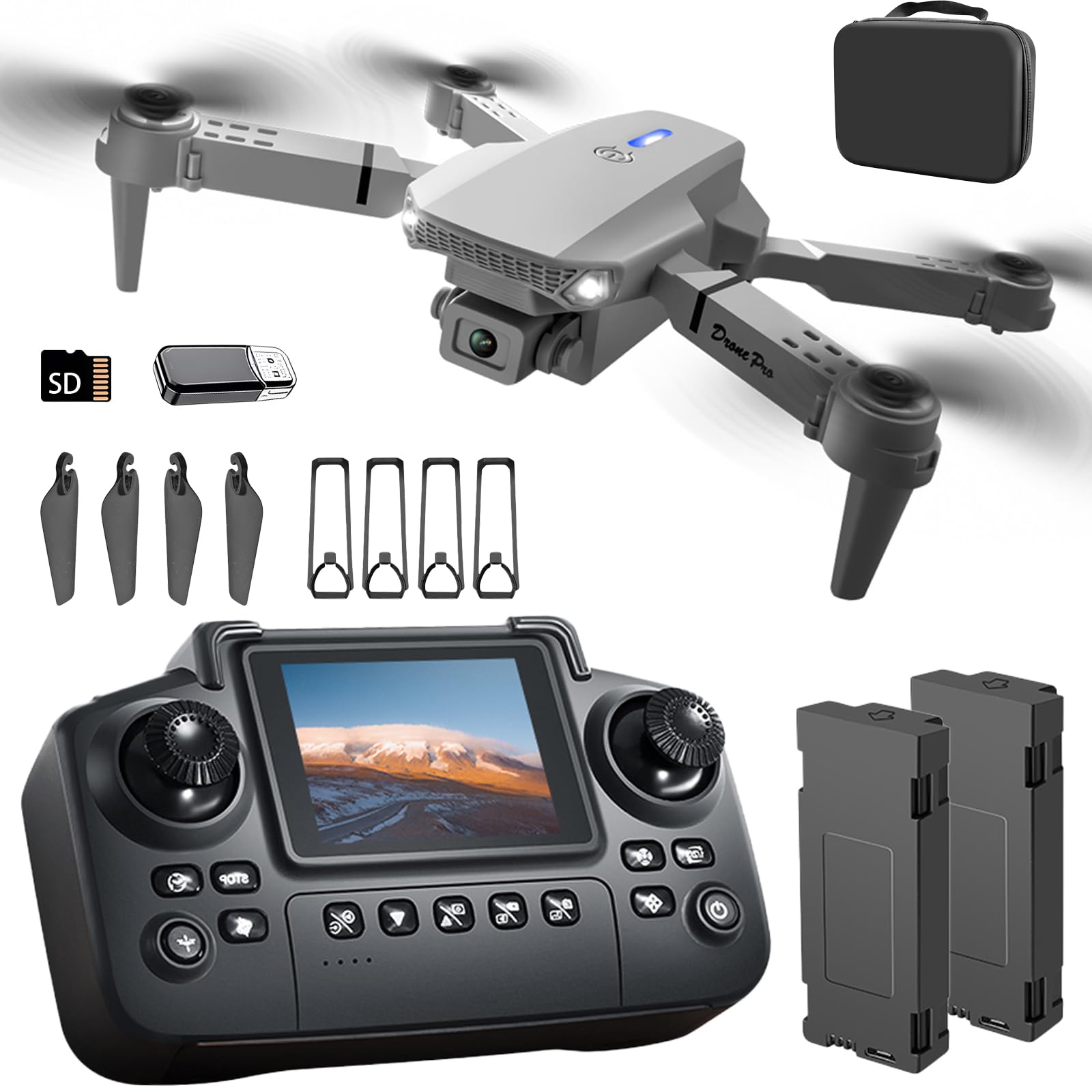 Sparrow88 Foldable Mini Drone | Screen Controller, Waypoint Flight, 360° Flip for Beginners