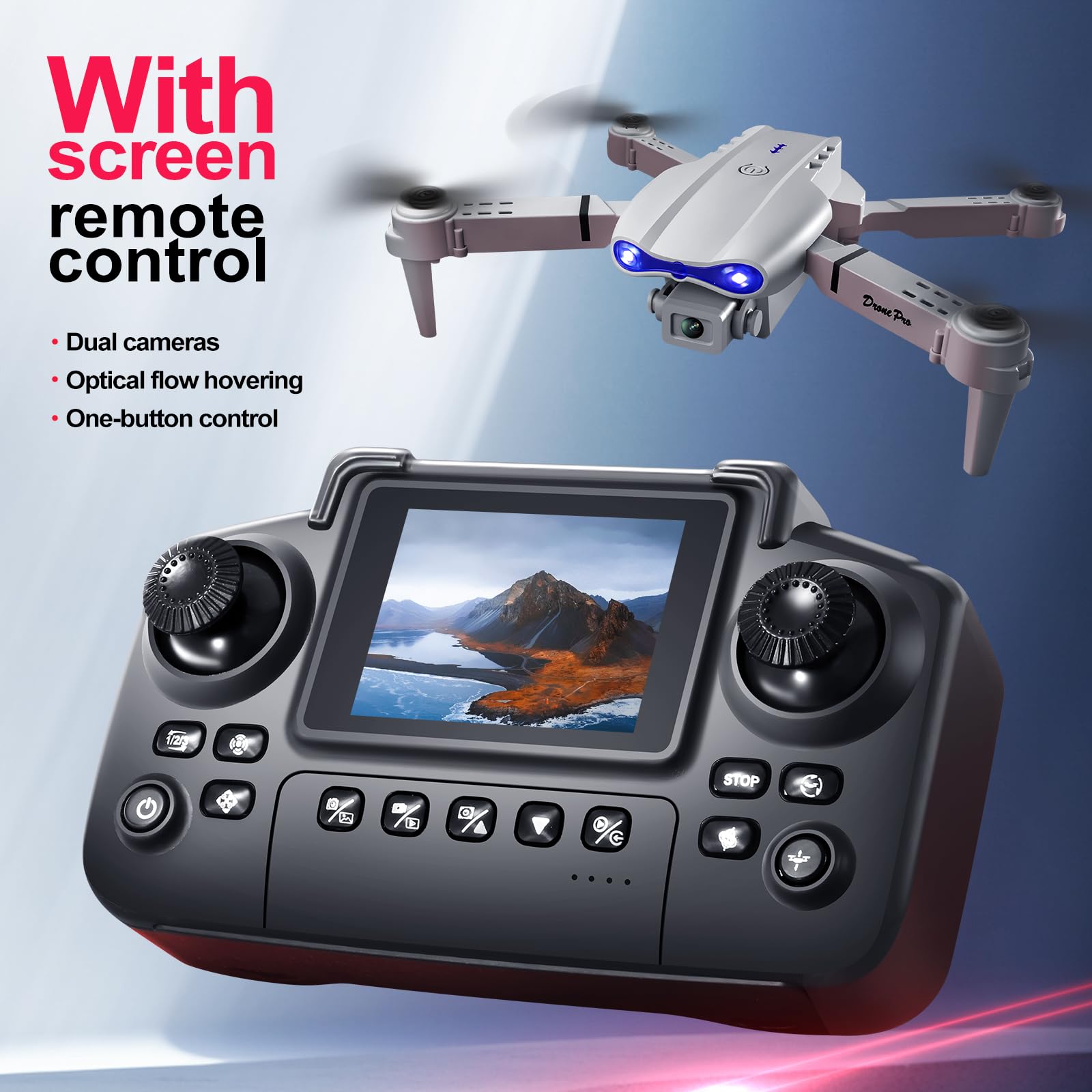 Sparrow99 Foldable Mini Drone | Screen Controller, Waypoint Flight, 360° Flip for Beginners