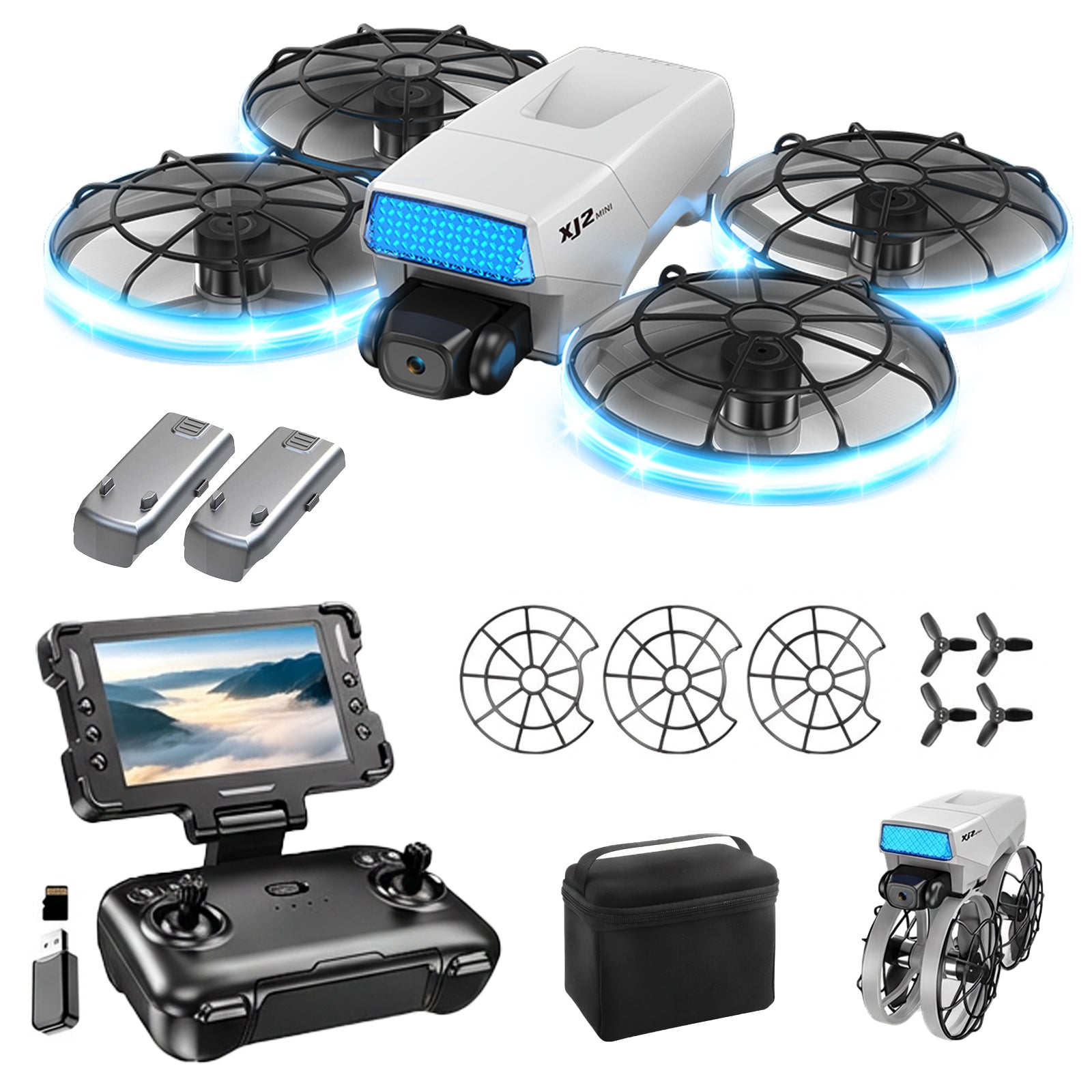 Goldfinch Smart Drone | with Screen Remote Control, Obstacle Avoidance, 2 batteries.